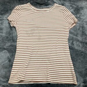 Orange striped short sleeve shirt in the size small